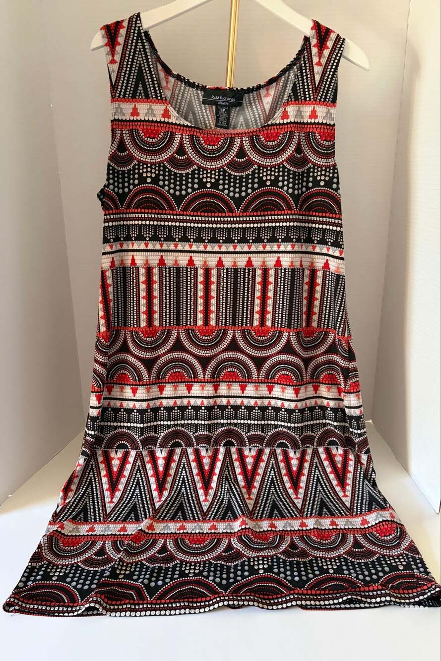 R&M Richards Petite Sleeveless Geometric Tribal Design Dress Sz 6P